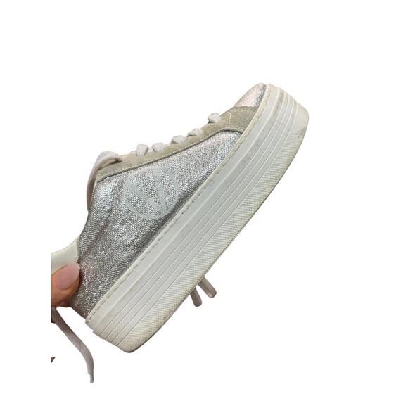 Valentino Garavani Bay by Bay Silver Glitter Platform Sneakers – Women 6.5 - Picture 2 of 8